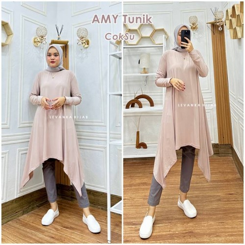 AMY-010 Baju Atasan Tunik Jersey Korea